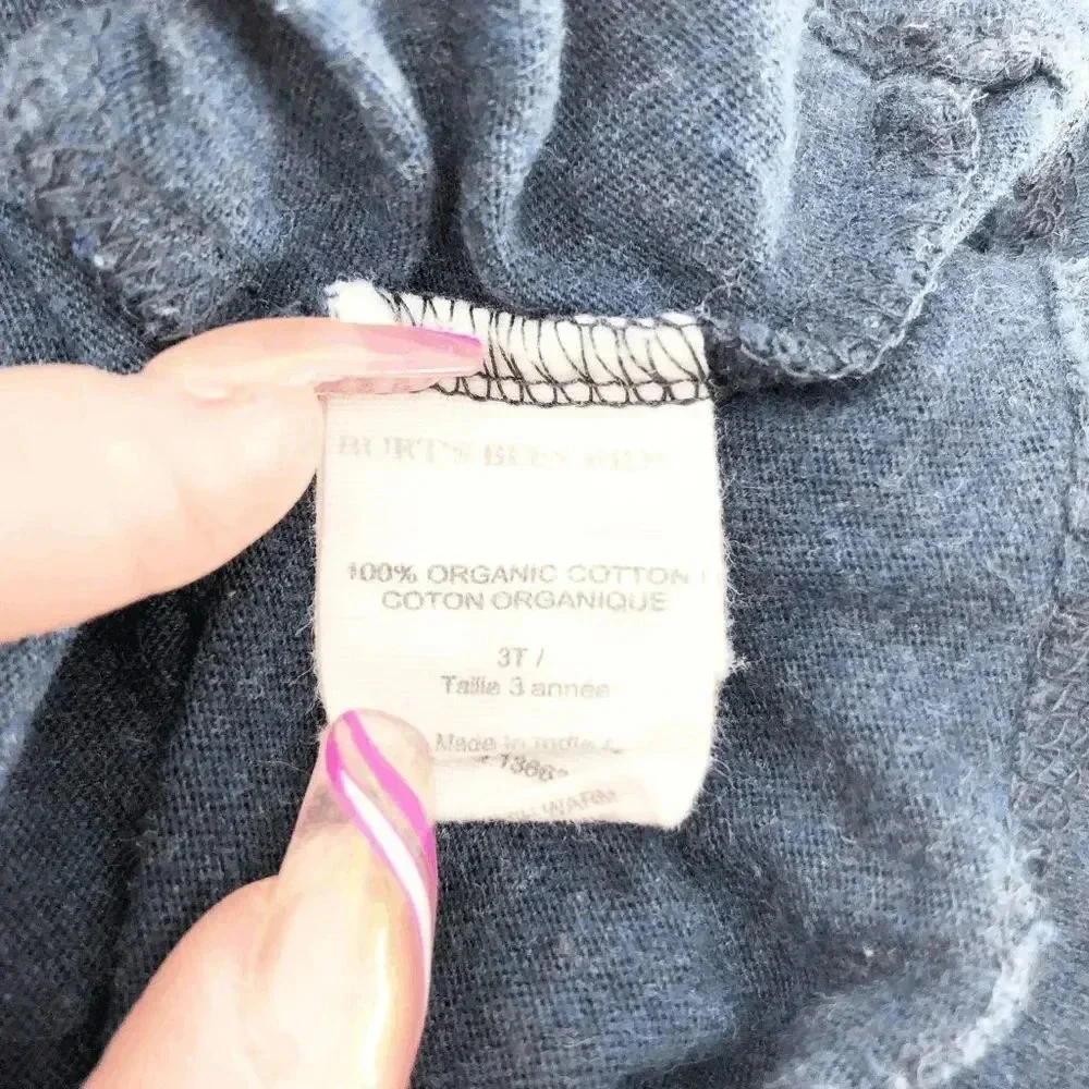 Burts Bees Kids Toddler Blue Striped‎ Long Sleeve Henley Pocket Tee Size 3T